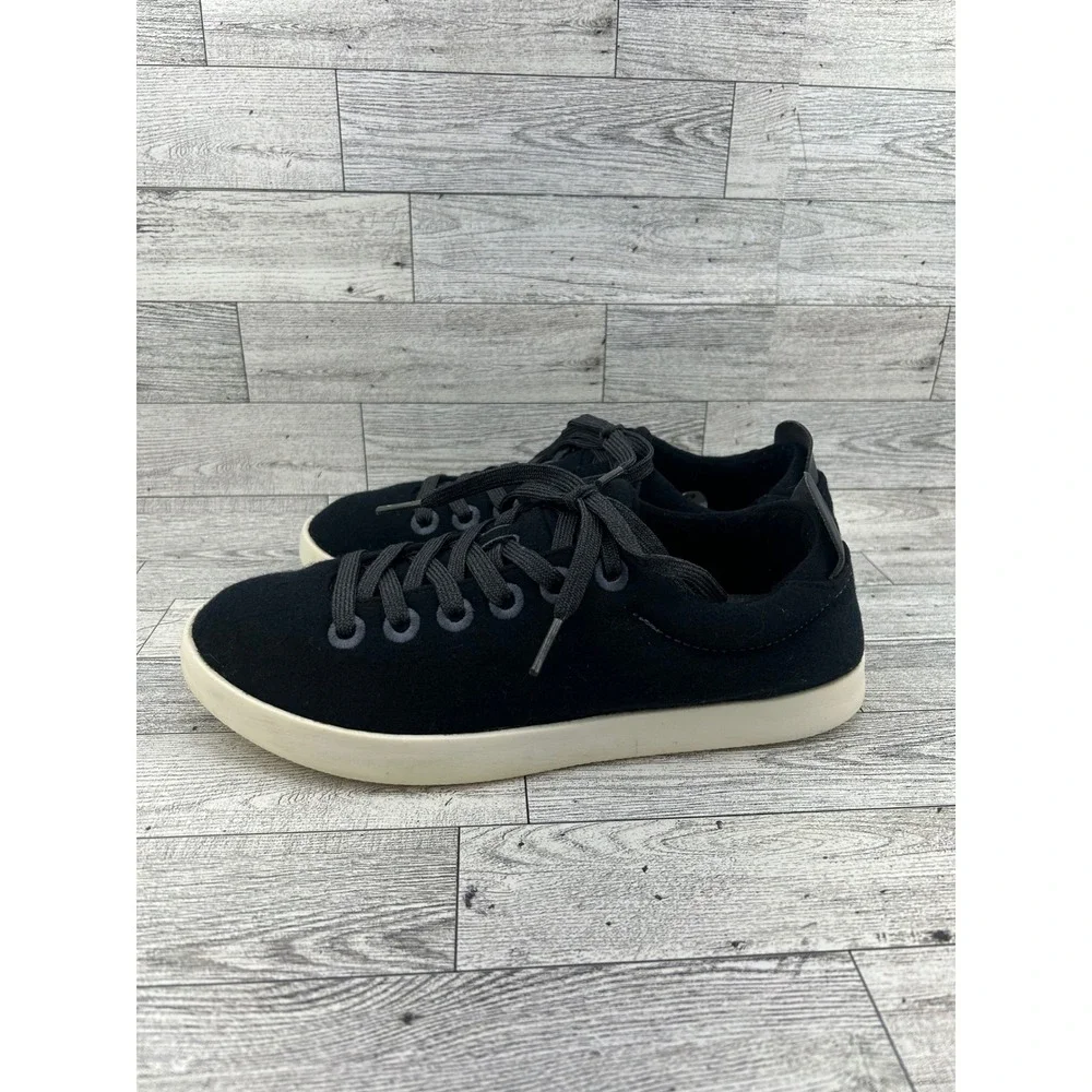 Allbirds Wool Pipers Women Sz 9 Black Merino Wool Low Top Sneakers Cream Sole
